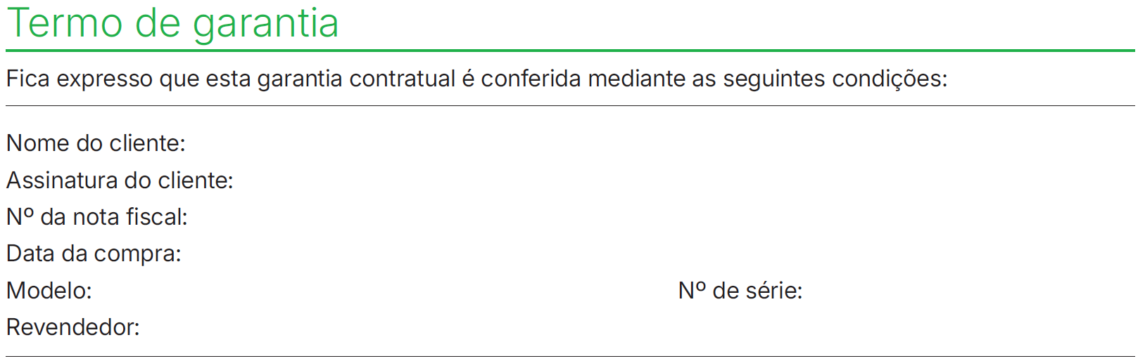 Termo de Garantia